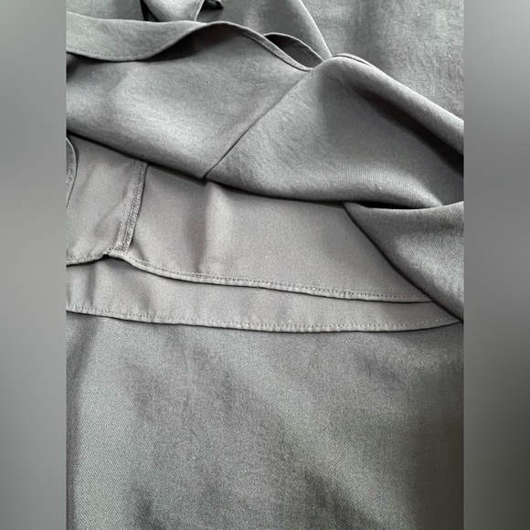 ADRIANNA PAPELL Womens Black sheer Lined Pull-on Draped Asymmetrical Hem Dress 4 - Picture 8 of 10